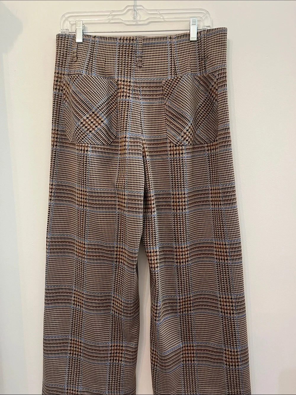 LC Lauren Conrad Tan and Blue Plaid Trousers Size 10